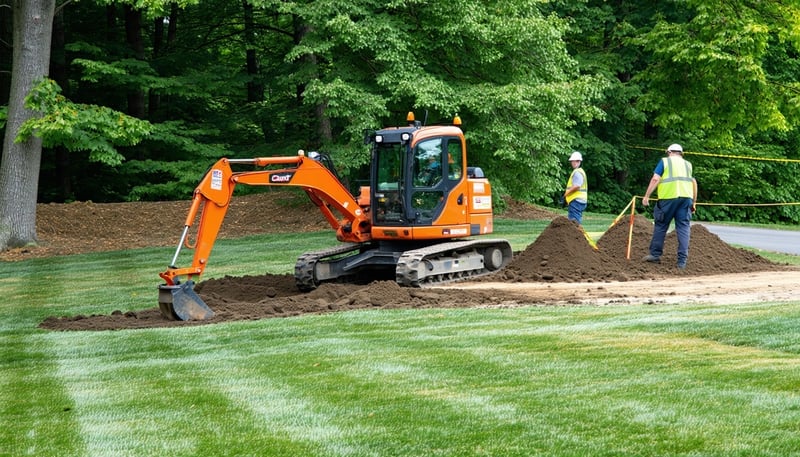Tier One Outdoor Services team working on a landscaping project in Connecticut